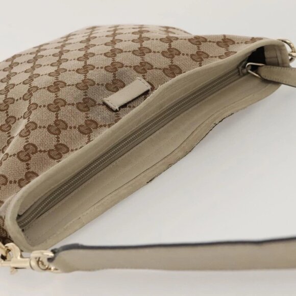 GUCCI GG Canvas Shoulder Bag Beige Gold - Picture 6 of 16